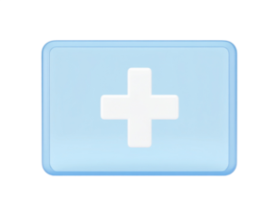 Blue Square Icon with White Plus Sign on a Transparent Background for Design Elements