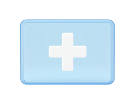 Blue Square Icon with White Plus Sign on a Transparent Background for Design Elements - Powered by Adobe