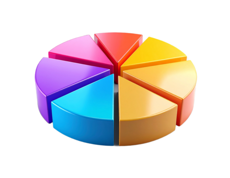 Colorful 3D Pie Chart On Transparent Background For Data Visualization And Business Infographics