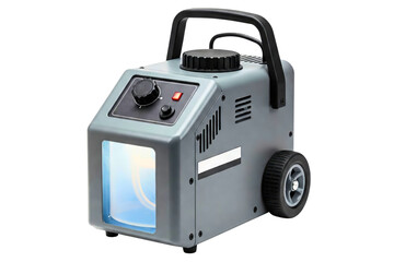 Portable fog machine with wheels for stage special effects isolated on a transparent background