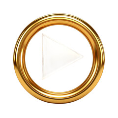 Golden Three Dimensional Play Button Icon With Transparent Background