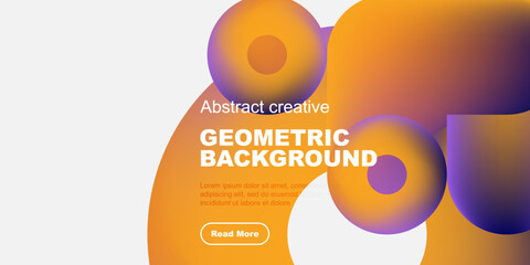 Abstract geometric shapes, vibrant colors, modern design. Text overlay promotes creative background concept. Simple, clean aesthetic.