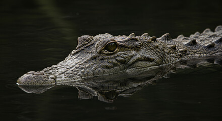 Obraz premium Close-up of a crocodile's head