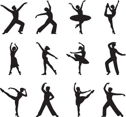 Filled Dance Icons Collection – Silhouette Symbols of Popular Dance Genres