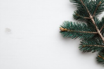 Obraz premium Christmas sprig on white wood