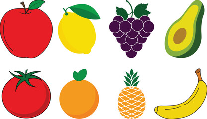 set of fruits and berries