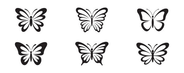 Set of butterfly conceptual icons, simple logo collection, unique vector illustration

