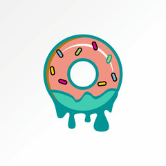 Logo design graphic concept creative premium vector stock image sell doughnut donut bread melted chocolate to homemade bakery cake creamy pastel menu