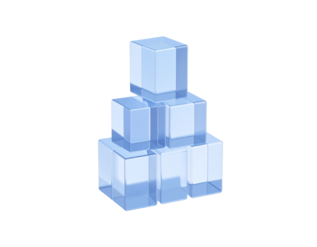 Transparent Blue Cubes Stacked In A Pyramid Shape With Black Background