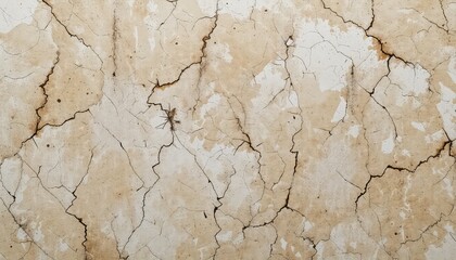 Fototapeta premium Aged surface texture revealing interconnected cracks and stains, creating an abstract and damaged background