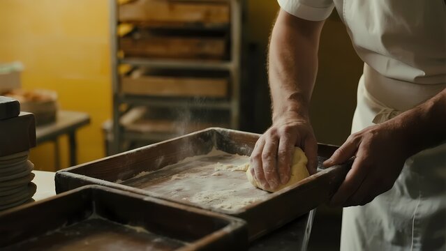 Person kneading dough for baking, showcasing pastry - making scene.