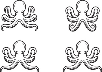 Fototapeta premium Octopus Collection in Silhouette Style for Marine Life and Sea Creature