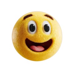 3D emoji smiley face bouncing, transparent background