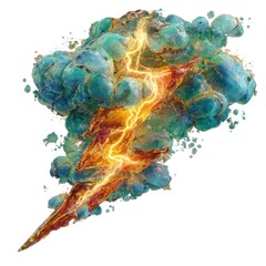 Electric lightning bolt flashing, transparent background