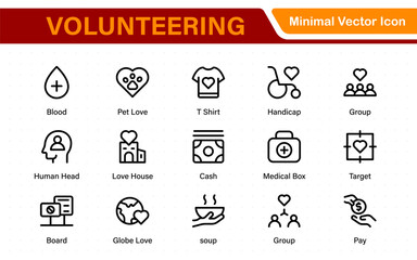 Volunteer and social work line icons. Editable stroke icon For charity, volunteering, community, support, teamwork, group and more.