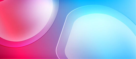 Abstract background features overlapping pink, blue shapes. Soft gradients create smooth transitions, modern aesthetic. Minimalist design.