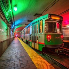 Obraz premium Green Line Train