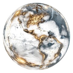 Rotating planet Earth with glowing atmosphere, transparent background