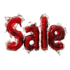 Typing effect animation of the word 'Sale' in bold red letters, transparent background.