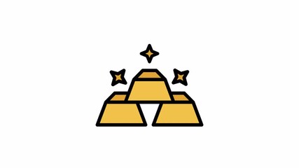 Animated gold icon with three shining stars, representing luxury, wealth, and valuable investment concepts.