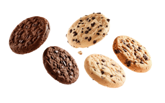 Assorted cookies in various colors and textures, slightly out of focus