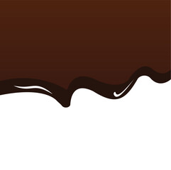 melted chocolate dripping on white background