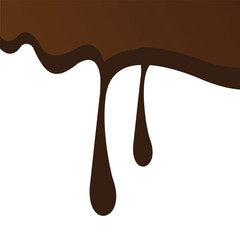 melted chocolate dripping on white background