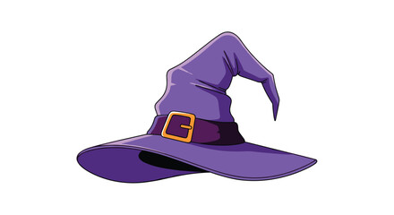 Enchanting purple wizard hat adorned with a golden buckle for magical occasions and fantasy themed celebrations