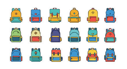 Colorful backpack collection for school or travel needs