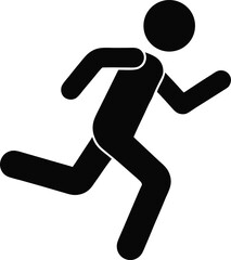 Jogging in Park Icon – Black Vector Silhouette on White Background