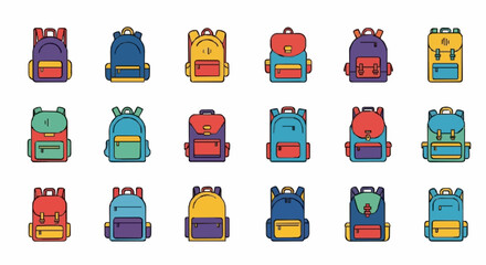 Colorful backpacks collection for back to school style