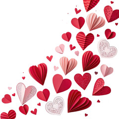 Valentine's Day background with red and pink paper hearts PNG cut-out illustration romantic design love-themed art