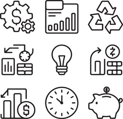 Resource Management and Optimization Icon Set &ndash; Clean Line Editable Vector Collection