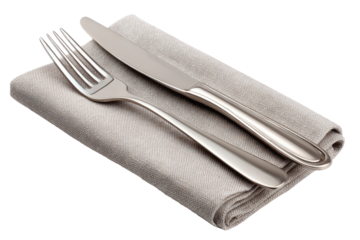 Folded napkin with knife and fork
