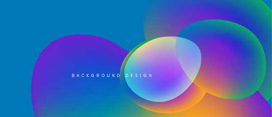 Vibrant abstract background. Overlapping colorful circles create dynamic visual effect. Gradient hues blend seamlessly, offering modern aesthetic.