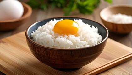 Bowl of rice with egg yolk