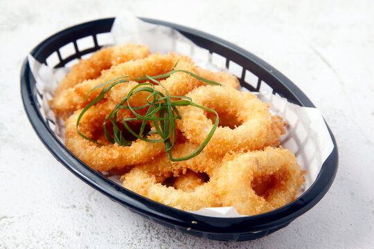Freshly cooked Filipino food called Calamares or fried squid rings