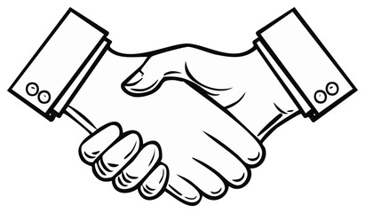 Business partnership handshake drawing showing agreement and trust between two people in formal attire