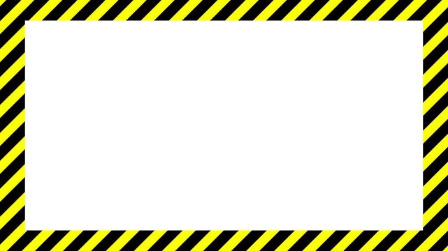 Caution warning yellow and black stripes border frame animation video