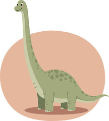 brachiosaurus cartoon  depicted in a cheerful and childish style  It is positioned in the center  at a slight angle  and facing the viewer  the overa asR_traced © Gusti