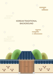 한옥 대문과 담장의 전통 일러스트 백그라운드
