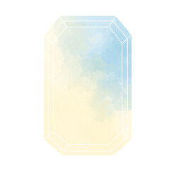 四角い宝石の黄色と水色の水彩素材