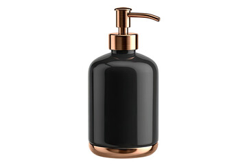 Matte black pump dispenser with rose gold accents