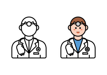 doctor icon with flat design and line art style