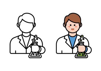 Icon of Scientist with Flat Design style.  Modern Laboratory Profession Illustration