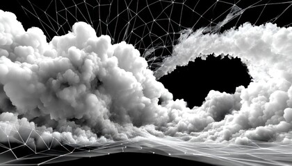 Abstract cloudscape with network