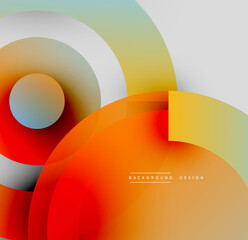Abstract colorful circles, layers create dynamic visual effect. Modern design elements, gradients, smooth transitions present.