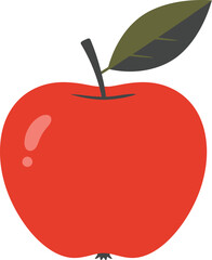 Vibrant red apple with leaf isolated on white