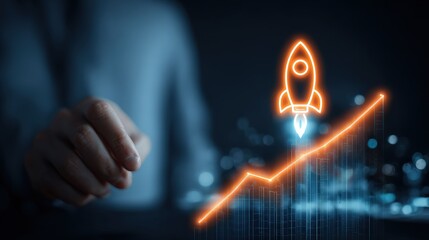 a person is holding an orange glowing rocket that goes up in the sky