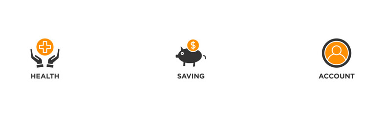 HSA banner web icon illustration concept for health saving account with icon of healthcare, growth, id card, and accounting